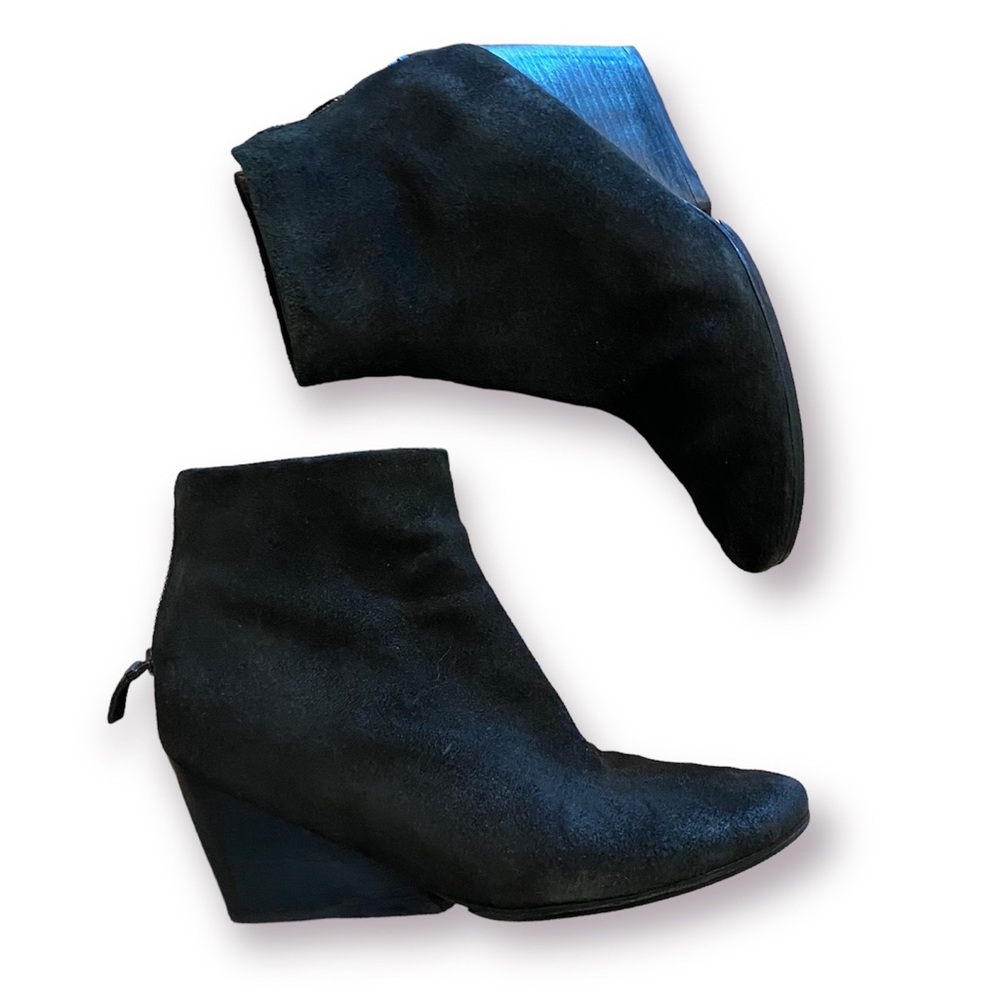 Marsell Wedge zip Ankle Boot black suede 38 euro 8 US goth punk mod
